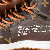 Custom Air Jordan 1 Travis Scott Dark Brown Orange LV Pattern
