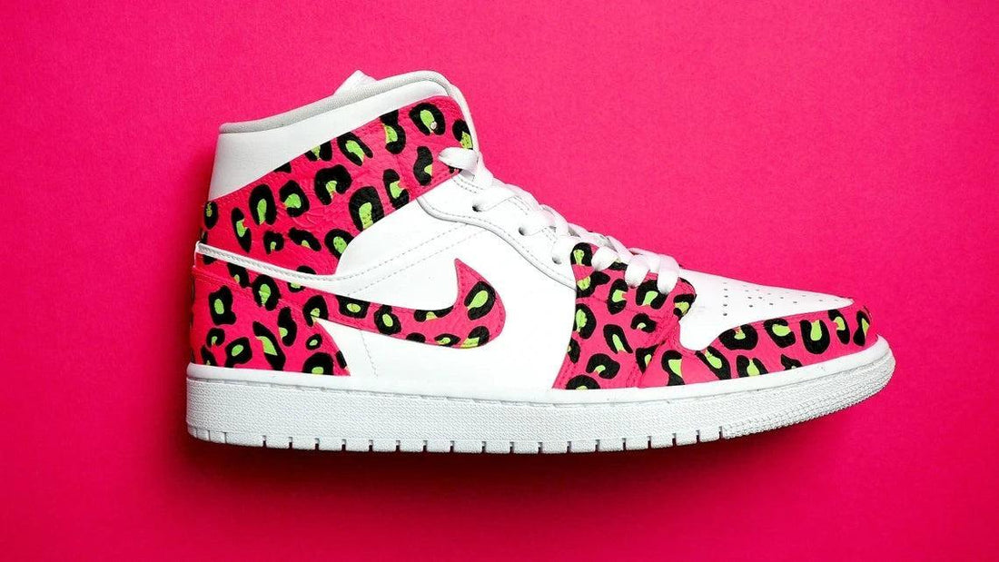 Custom Air Jordan 1 White And Pink Leopard Print