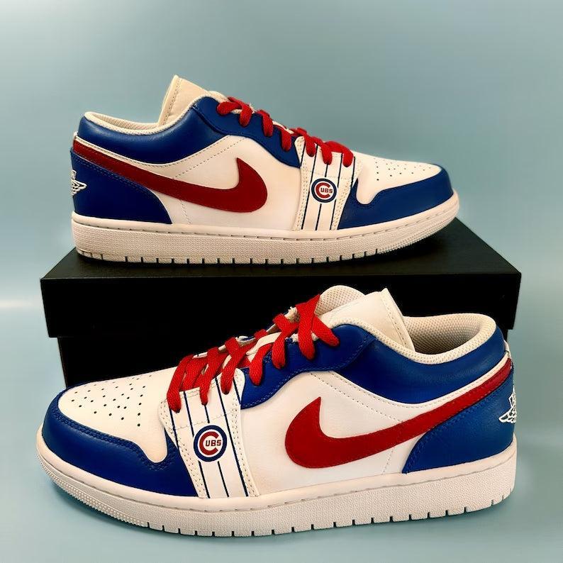 Custom Air Jordan 1 White Blue Red With Cubs Theme