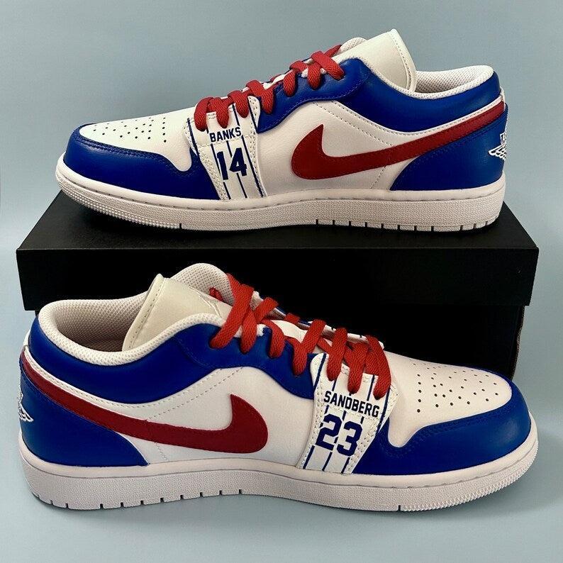 Custom Air Jordan 1 White Blue Red With Cubs Theme