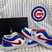 Custom Air Jordan 1 White Blue Red With Cubs Theme