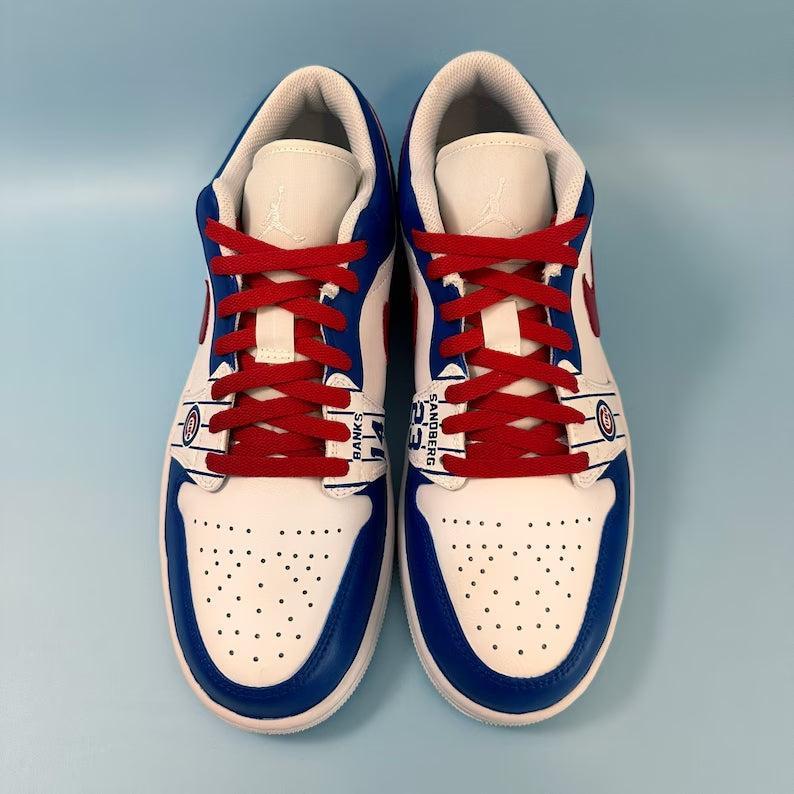 Custom Air Jordan 1 White Blue Red With Cubs Theme