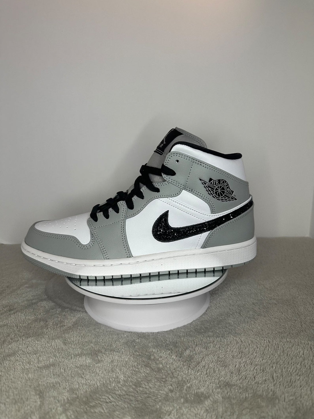Custom Air Jordan 1 White Grey Glitter Design