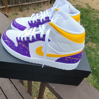 Custom Air Jordan 1 White Purple Yellow Splatter