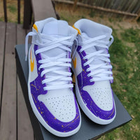 Custom Air Jordan 1 White Purple Yellow Splatter