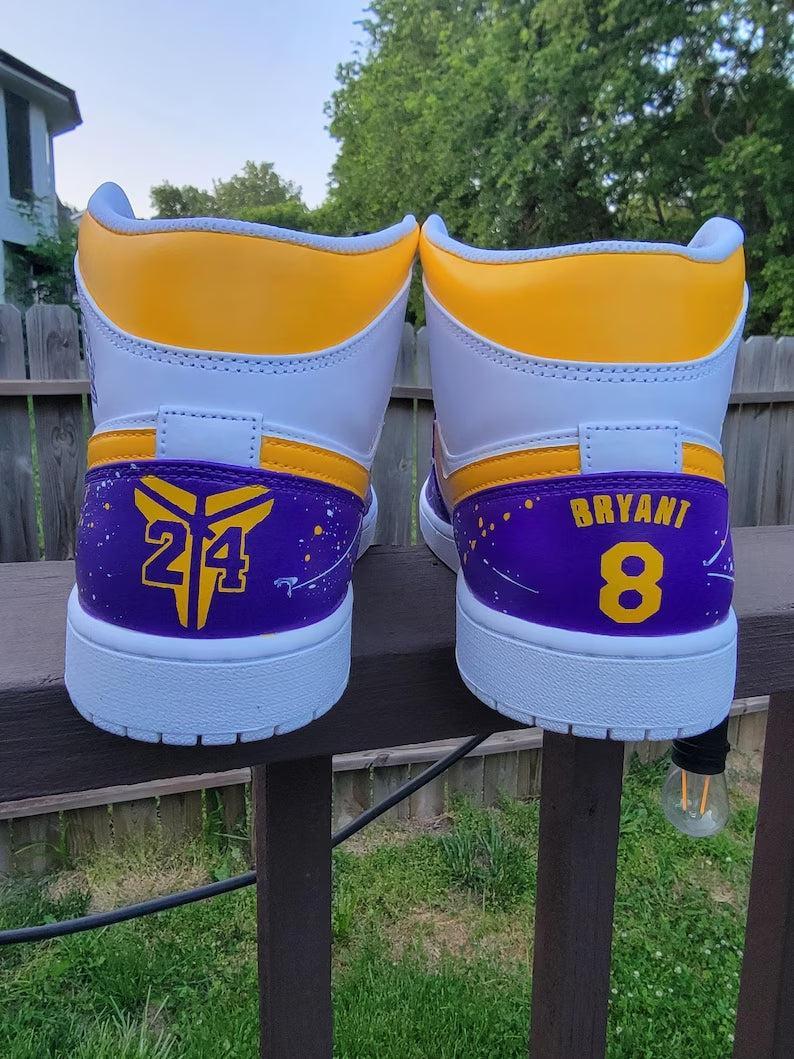Custom Air Jordan 1 White Purple Yellow Splatter