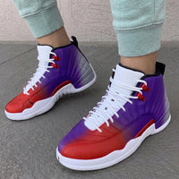 Custom AJ 12s Shoes Raptors Fade Gradient Black Splatter Purple Red