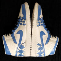 Custom AJ 1s Shoes Argyle Pattern Blue White