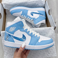 Custom AJ 1s Shoes Astronaut Galaxy Constellation Swoosh White Baby Blue