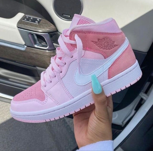Custom AJ 1s Shoes Baby Pink and Baby Blue