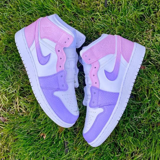 Custom AJ 1s Shoes Baby Pink and Lavender
