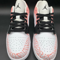 Custom AJ 1s Shoes Baby Pink Black Crackle Effect
