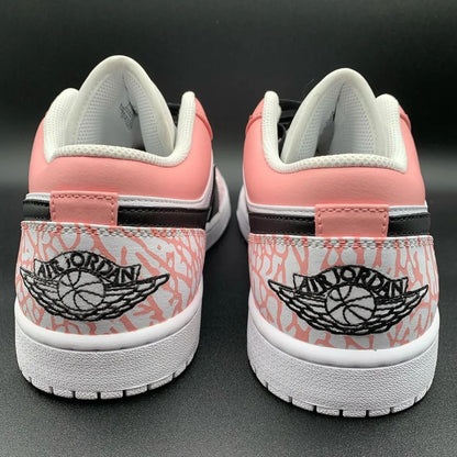 Custom AJ 1s Shoes Baby Pink Black Crackle Effect