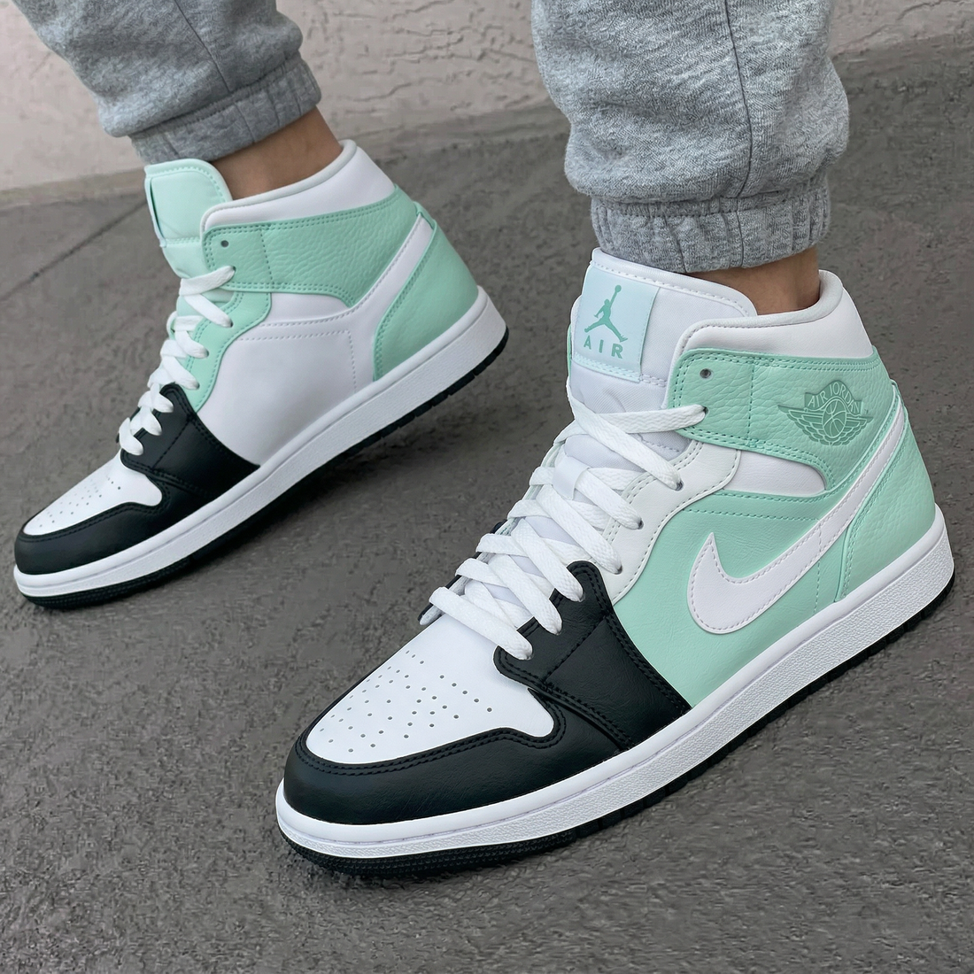 Custom AJ 1s Shoes Black Mint Green