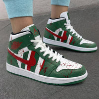 Custom AJ 1s Shoes Blood - Splatter Design Green Red White