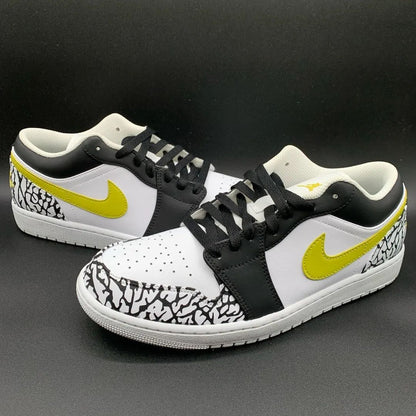 Custom AJ 1s Shoes Bold Yellow and Black Crackle