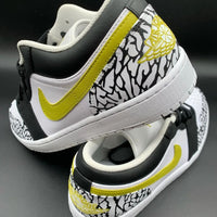 Custom AJ 1s Shoes Bold Yellow and Black Crackle