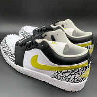 Custom AJ 1s Shoes Bold Yellow and Black Crackle