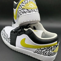Custom AJ 1s Shoes Bold Yellow and Black Crackle