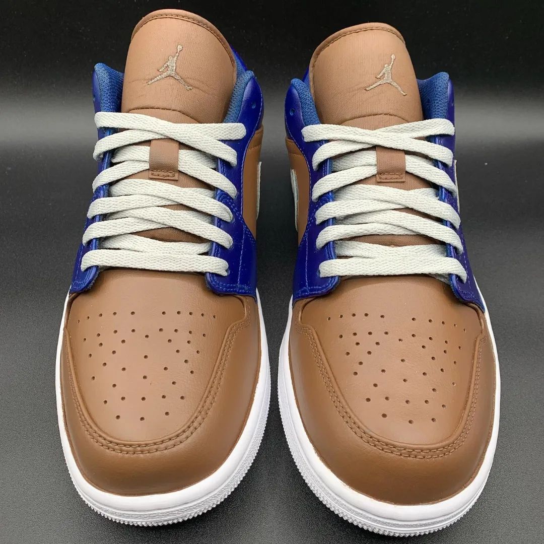 Custom AJ 1s Shoes Brown Blue and Light Green