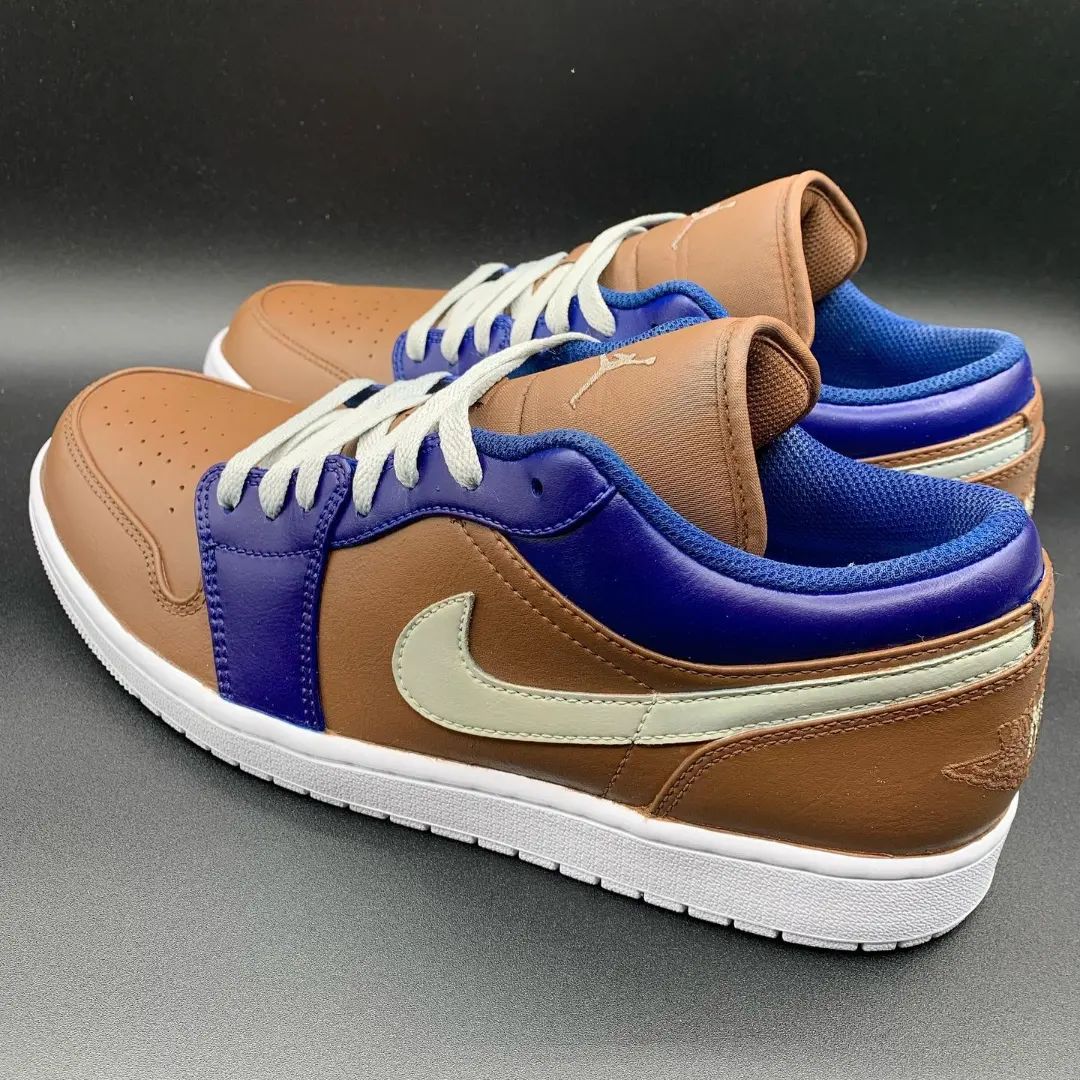 Custom AJ 1s Shoes Brown Blue and Light Green