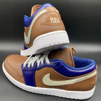 Custom AJ 1s Shoes Brown Blue and Light Green