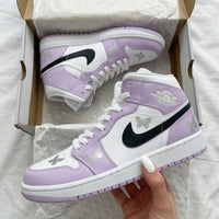 Custom AJ 1s Shoes Butterflies Lavender Black