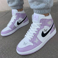 Custom AJ 1s Shoes Butterflies Lavender Black