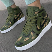 Custom AJ 1s Shoes Camouflage Green Tan