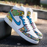 Custom AJ 1s Shoes Cartoon Pattern Blue Pink