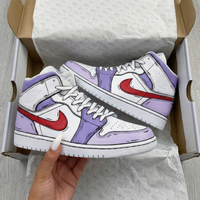 Custom AJ 1s Shoes Cartoon Pattern Purple Red