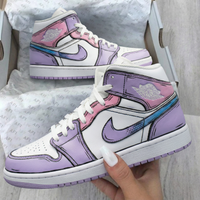 Custom AJ 1s Shoes Cartoon Style Baby Pink and Lilac