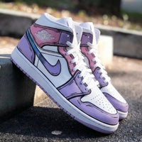 Custom AJ 1s Shoes Cartoon Style Baby Pink and Lilac