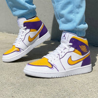 Custom AJ 1s Shoes Cartoon Style Yellow Purple