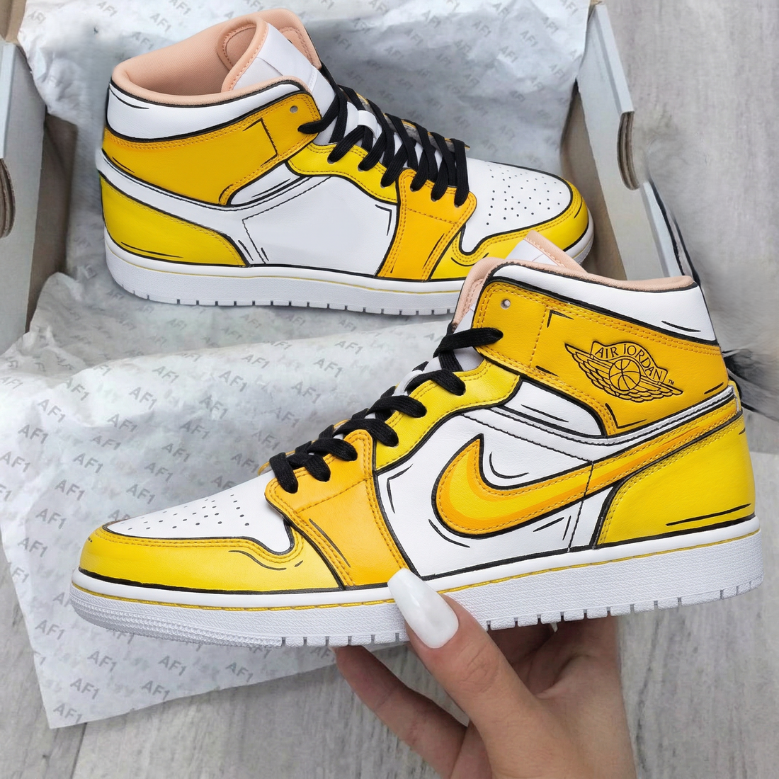 Custom AJ 1s Shoes Cartoon Yellow Baby Pink