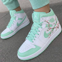 Custom AJ 1s Shoes Cherry Blossom Mint Green