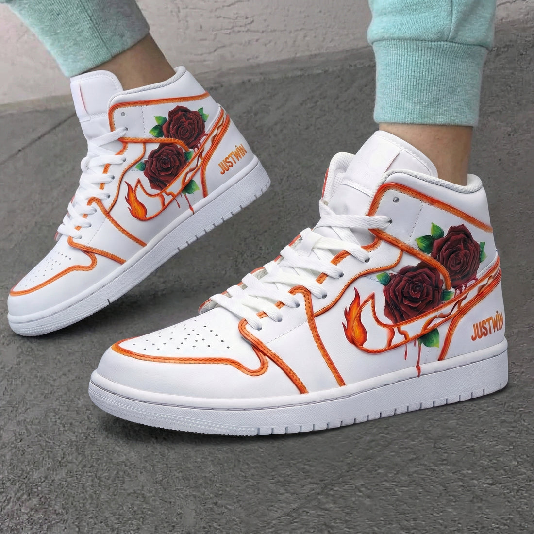 Custom AJ 1s Shoes Coral Flame Orange