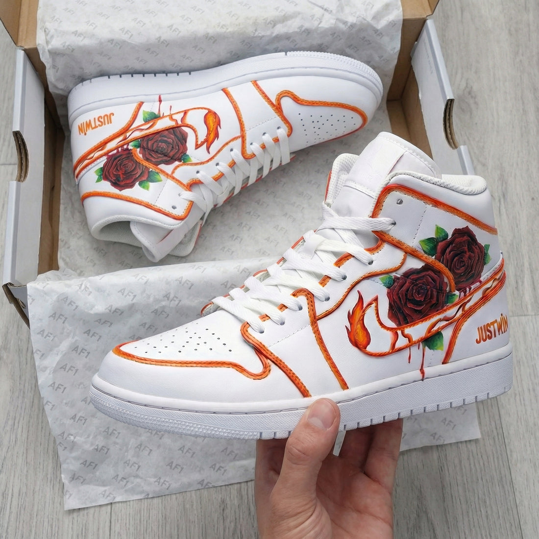 Custom AJ 1s Shoes Coral Flame Orange