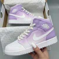 Custom AJ 1s Shoes Dreamy Baby Purple to White Ombre