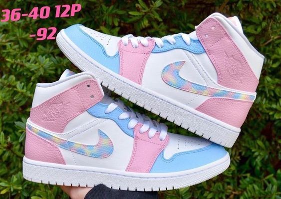 Custom AJ 1s Shoes Dreamy Pastel Pink Pastel Blue Rainbow Swoosh