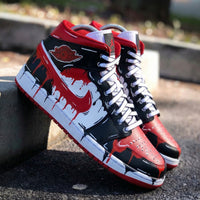 Custom AJ 1s Shoes Drip Pattern Red Black White