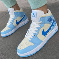 Custom AJ 1s Shoes Drip Swoosh Blue