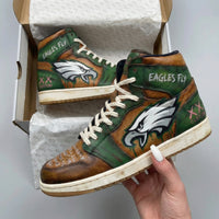 Custom AJ 1s Shoes Eagles Woodland Scheme