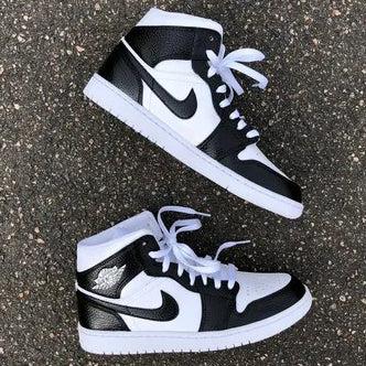 Custom AJ 1s Shoes Elegant Black and White