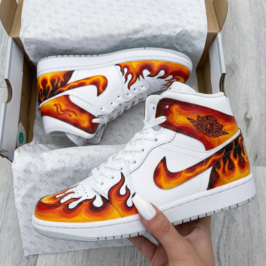 Custom AJ 1s Shoes Flame Orange Red