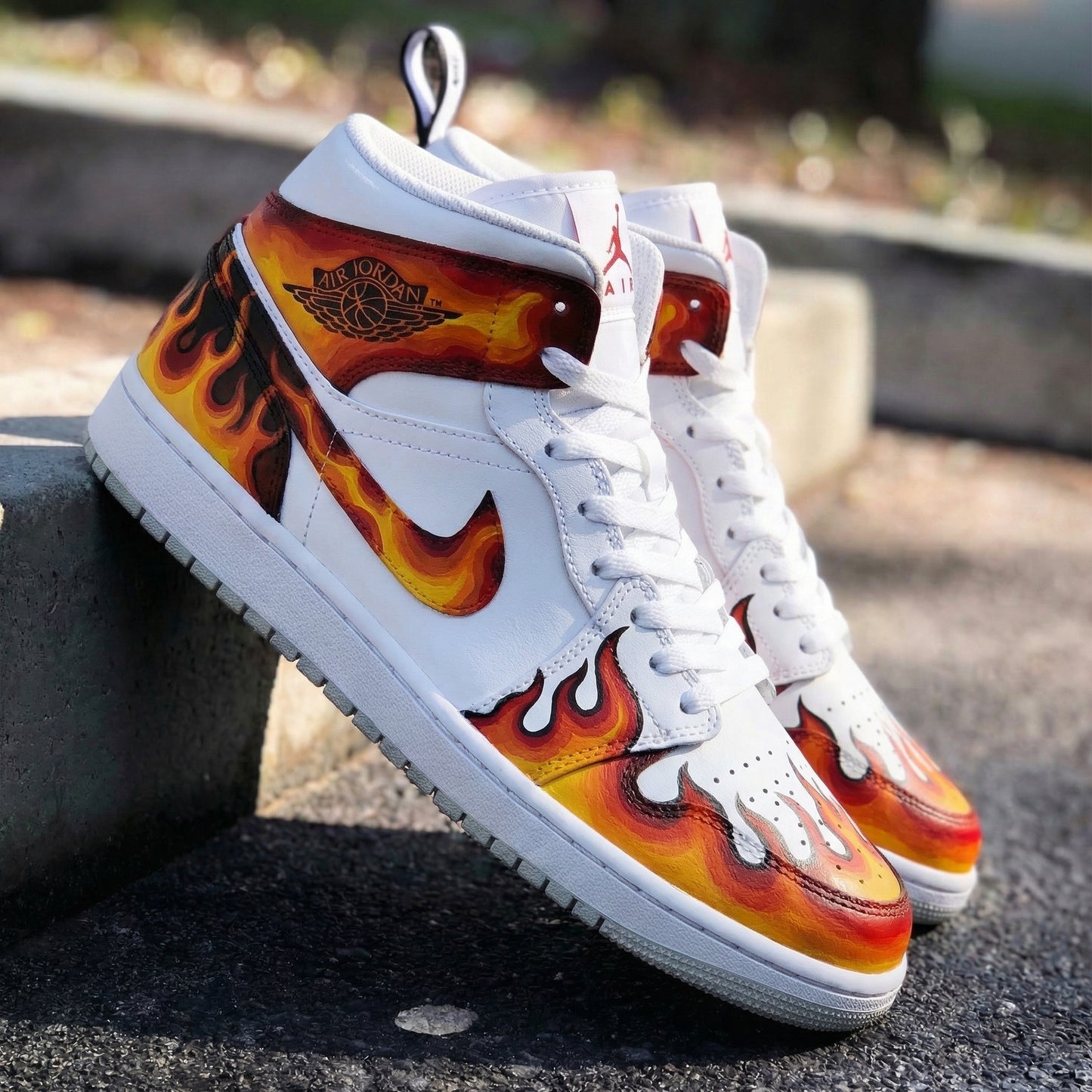 Custom AJ 1s Shoes Flame Orange Red