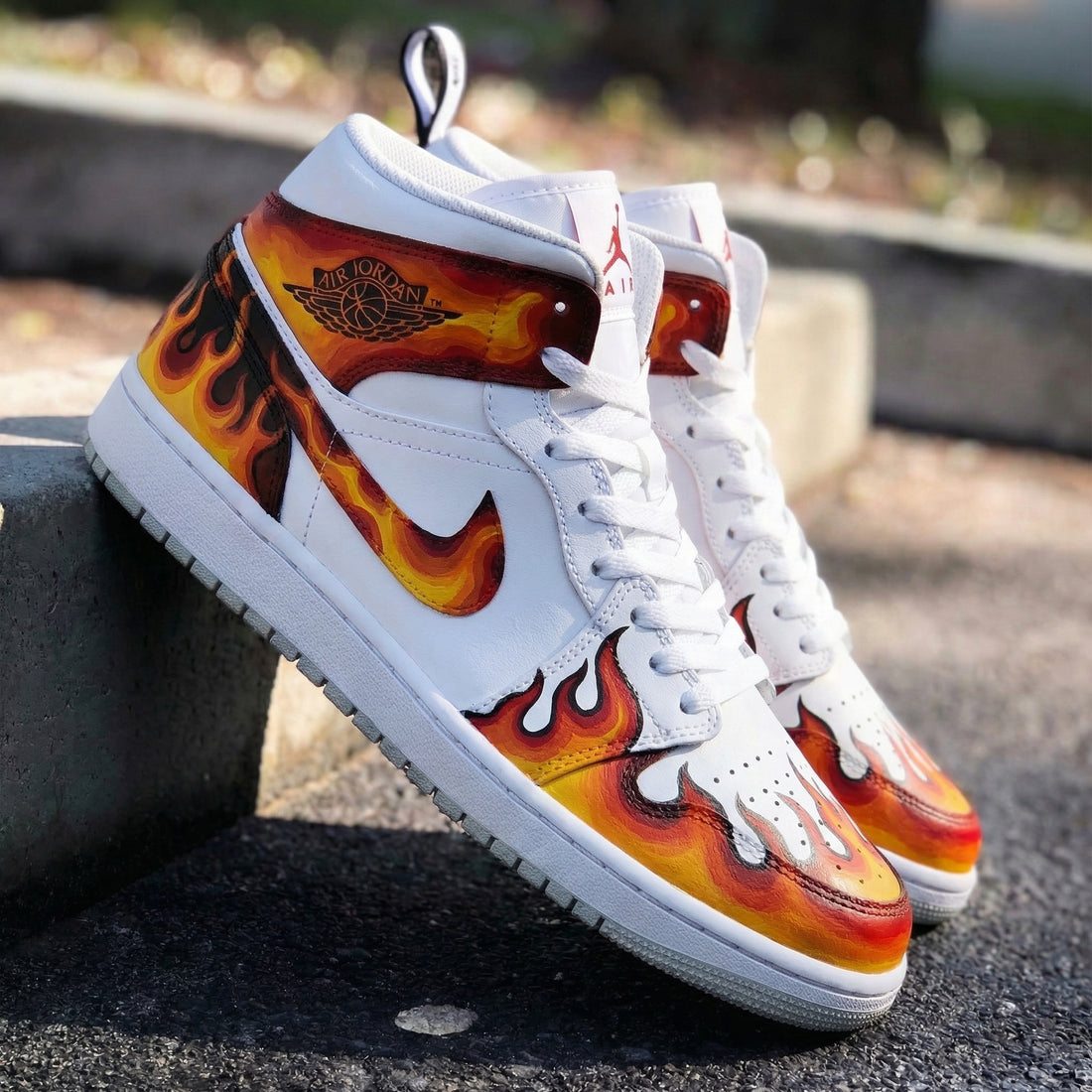 Custom AJ 1s Shoes Flame Orange Red