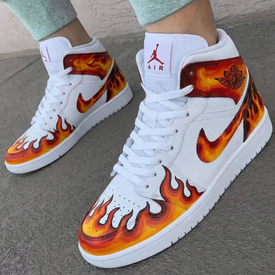 Custom AJ 1s Shoes Flame Orange Red