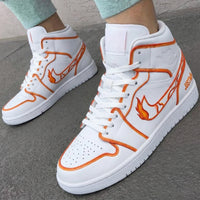 Custom AJ 1s Shoes Flame Pattern Orange Color