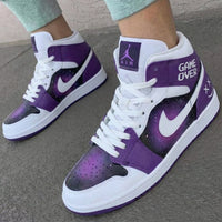 Custom AJ 1s Shoes Galaxy Pattern Purple White
